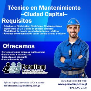 Técnico en Mantenimiento - Ciudad Capital