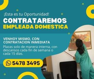 Contratamos señoritas o señoras como empleadas domesticas